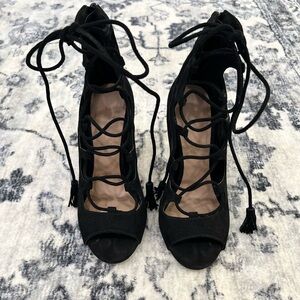 Aldo Black Stiletto Heels with Lace-Up Design
